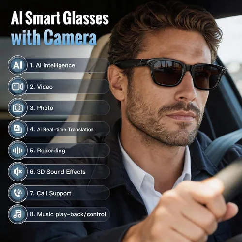 Vista 2 de Gafas inteligentes AI de 32 GB, video EIS y foto de 8 MP, lentes