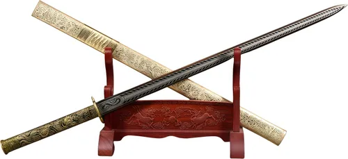 Vista 16 de Espada katana japonesa samurái – Hoja de espiga completa de acero al carbono real sin afilar, espada tradicional de práctica de Iaido