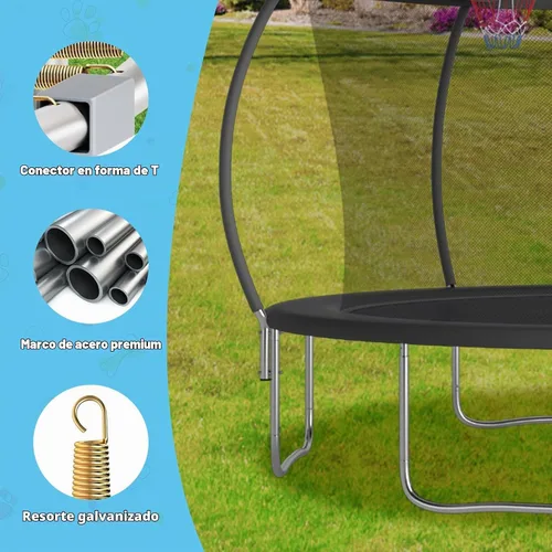 Vista 5 de Trampoline with Net 10FT 12FT 14FT ASTM Approved 500LBS Negro-3