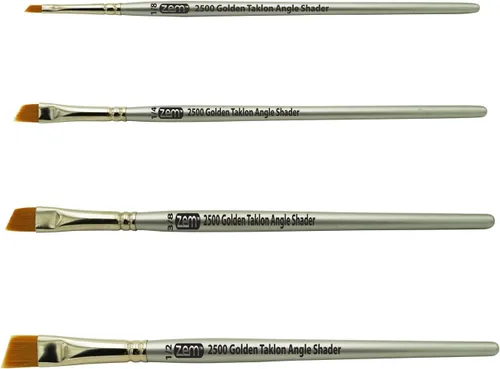 Vista 2 de ZEM Brush Golden Taklon - Juego de cepillos para sombreadores angulares de 1/8", 1/4", 3/8", 1/2
