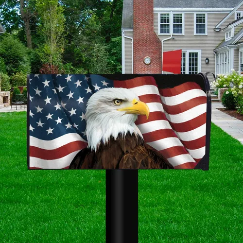 Vista 2 de Briarwood Lane - Funda grande y extragrande para buzón patriótica con águila americana