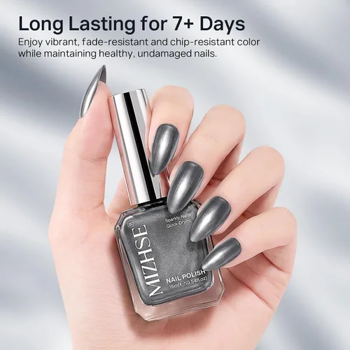 Vista 24 de MIZHSE Esmalte de uñas blanco perla de secado rápido, esmalte de uñas