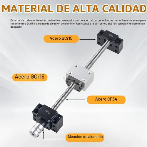 Vista 4 de Kit de 2 rieles lineales HGR15-400MM con 4 bloques de rodamientos, 1 tornillo de bola SFU1204-400MM con tuerca de tornillo de bola deflector