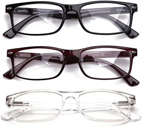 Vista 26 de Newbee Fashion Lentes transparentes Marco Rectángulo Marco Sin Prescripción Falso Gafas Paquete de 2 bambú negro y marrón