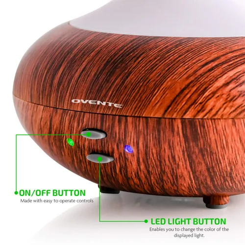 Vista 7 de OVENTE Difusor de aromaterapia de aceite esencial de 3.38 onzas con humidificador de aire frío y luces LED, tecnología de humidificador ultrasónico
