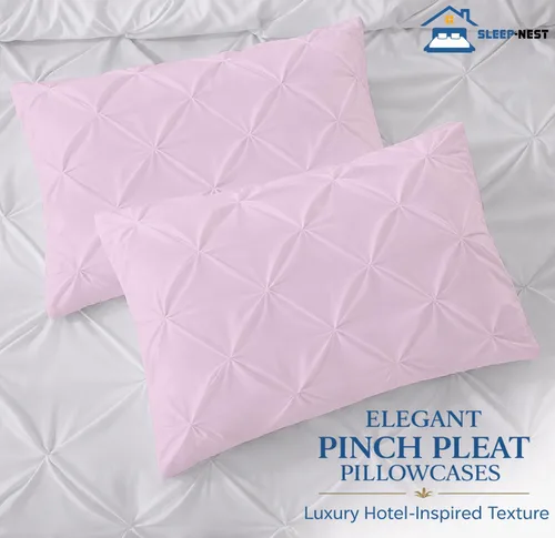 Vista 3 de SLEEP-NEST Luxuries - Funda de edredón plisada decorativa, tamaño individual/individual XL, 68 x 90 pulgadas, 3 piezas, con cierre de cremallera
