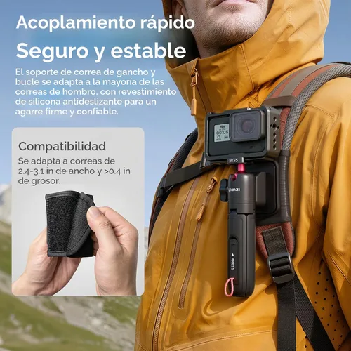 Vista 3 de ULANZI MT55 SnapGo Mini Trípode Selfie Stick, 4 en 1, 12.2 pulgadas Universal 1/4