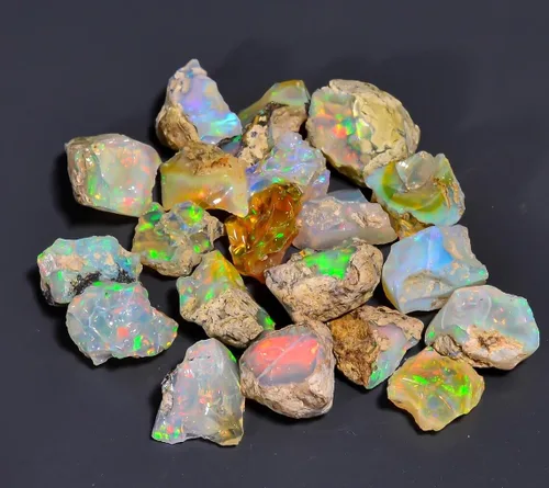 Vista 5 de Natural AAAA+ Ethiopian Opal Gemstone Lot for Wholesale Supplies, DIY & Jewelry Making, Multi Color Fire Play
