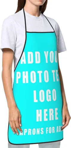 Vista 8 de Delantales personalizados para mujeres y hombres, delantal unisex personalizado con su logotipo de texto y imagen