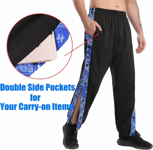 Vista 4 de HQTN - Pantalones deportivos tipo bandanna para hombre para después de la cirugía, pantalones deportivos de entrenamiento activos, para baloncesto, M