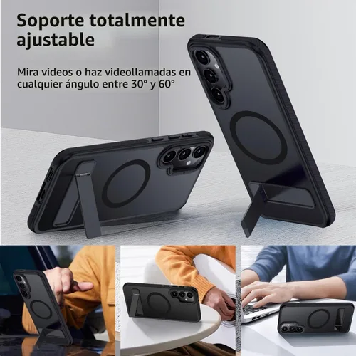 Vista 2 de para Samsung Galaxy S24 Plus, [Compatible con MagSafe], soporte ajustable, funda de grado militar a prueba de caídas, funda translúcida mate