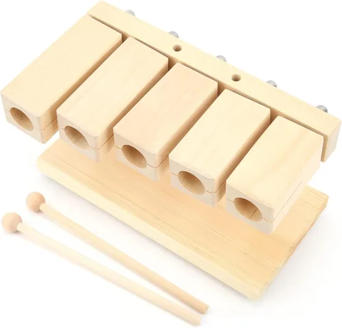 Vista 8 de Bloque de percusión de madera, 5 tonos, ritmo de arce, con martillo para música de ópera nacional