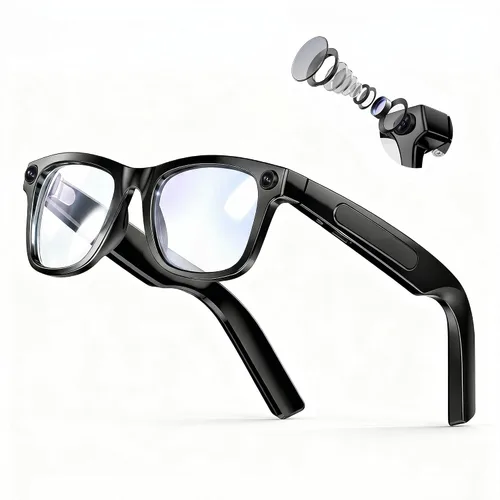 Vista 10 de EarlySincere Lentes inteligentes con cámara EIS 4K y asistente de voz AI, lentes polarizados con traducción en vivo, Bluetooth 5.4, lentes grises