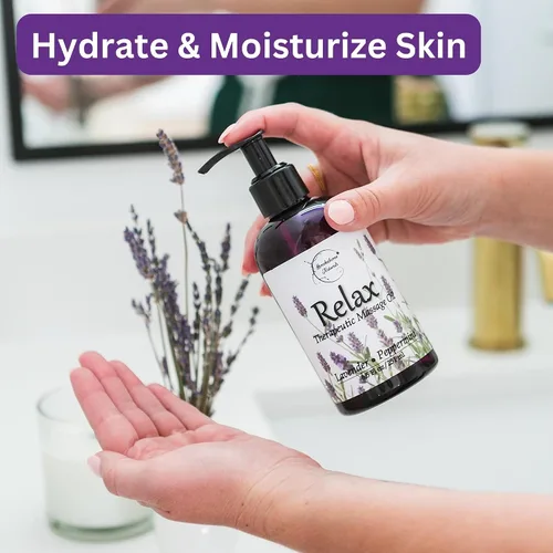 Vista 3 de Aceite de masaje para terapia de masaje Kit de masaje con aceite de masaje sin perfume y aceite de lavanda para masaje de cuerpo completo