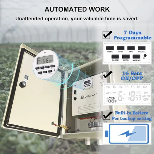 Vista 3 de UYGALAXY Controlador de temporizador de motor enrollable de invernadero automático para ventilación con AC110V a DC24V Transformador Control