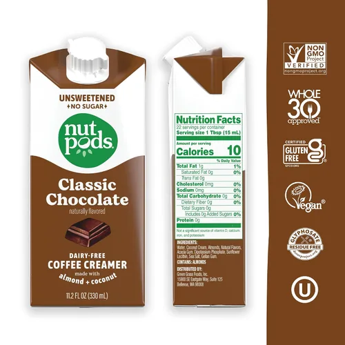 Vista 2 de nutpods Crema clásica de café sin azúcar de chocolate sin lácteos, paquete de 3