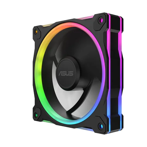 Vista 18 de ASUS Prime MR120 ARGB Fan Negro Paquete Triple, Marco Extra Grueso de 28mm, Silencioso, Enfriamiento de Alto Rendimiento con Control PWM, 20 LEDs