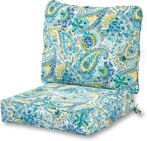 Vista 15 de Greendale Home Fashions Juego de cojines de asiento profundo para exterior de 2 piezas, Adobe Ártico