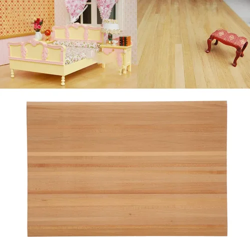 Vista 2 de Keenso Mini tabla de piso, 1 12 casa de muñecas en miniatura, simple y elegante, tira de madera, accesorio de decoración