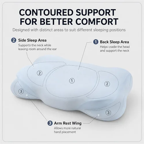 Vista 7 de Almohada cervical ergonómica de espuma viscoelástica para aliviar el dolor