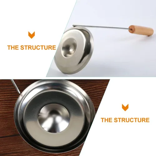 Vista 6 de Zerodeko Cuchara de freír colador cuchara de acero inoxidable mango de madera hogar cocina snack molde herramienta estilo aleatorio