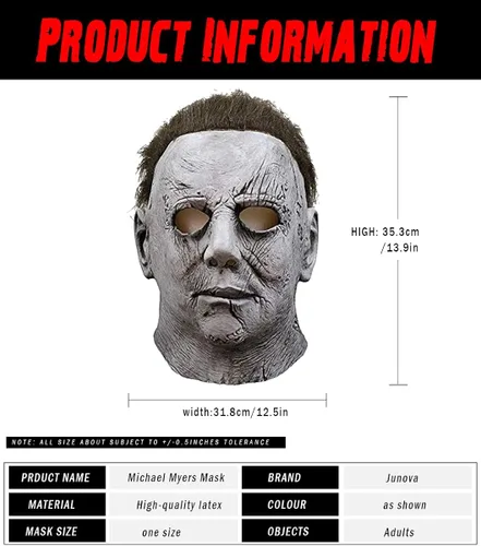 Vista 5 de Junova Disfraz de Halloween de Michael Myers para cosplay de terror