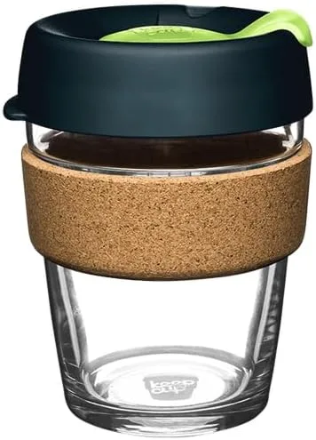 Vista 22 de KeepCup Brew Cork - Taza de café reutilizable de vidrio templado y corcho natural, M 12 oz/340 ml - Negro