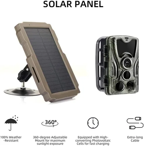 Vista 8 de Lixada Panel solar de cámara de sendero, cargador solar recargable para cámara, kit de panel solar para exteriores de 6 V-12 V con soporte giratorio