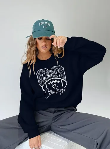 Vista 3 de LUKYCILD Sudadera de fútbol para el día del partido Camiseta de manga larga para mujer Sunday Funday Football Season