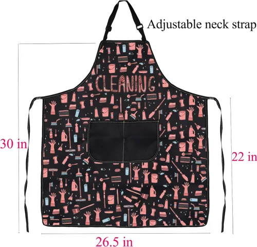 Vista 2 de FUSTMW Delantal con bolsillos, regalo de limpieza de casa, talla única, multicolor, moda, mujer (uso profesional y doméstico)