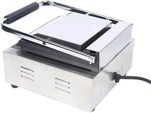 Vista 8 de Parrilla antiadherente comercial Panini Press, tostadora eléctrica comercial de sándwich a la parrilla, sartén para asar interiores, control