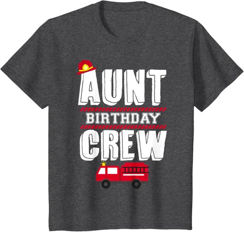 Vista 36 de Aunt Birthday Crew Fire Truck Fireman - Camiseta para fiesta de acogida, Negro, S