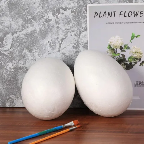 Vista 3 de SEWACC Juguetes para niños al aire libre, 2 huevos de Pascua de 7.8 pulgadas, huevos blancos de espuma para manualidades, huevos falsos blancos