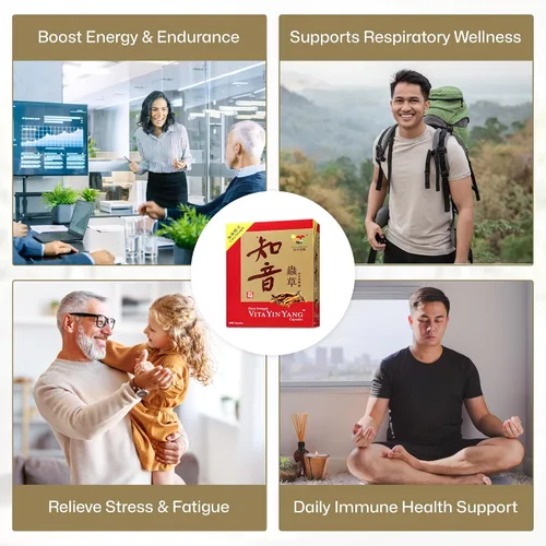Vista 3 de Vita Green Yin Yang Cordyceps Suplemento herbario de micelio () - Apoya el bienestar respiratorio, la energía y la salud del hígado y los riñones