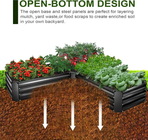 Vista 3 de Kit de Cama de Jardín Elevada, Macetero Galvanizado de 5x5x1 pies, Cajas de Jardín Elevado Altas para Exteriores, Camas de Jardín Elevado de Metal