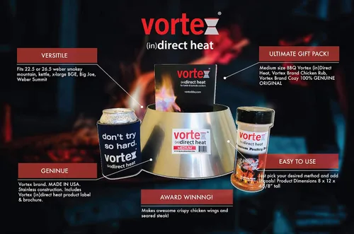 Vista 2 de Genuine Medium BBQ Vortex Gift Pack para wsm Kettle 22 26.75 Big Green Egg Kamado - 3 PC
