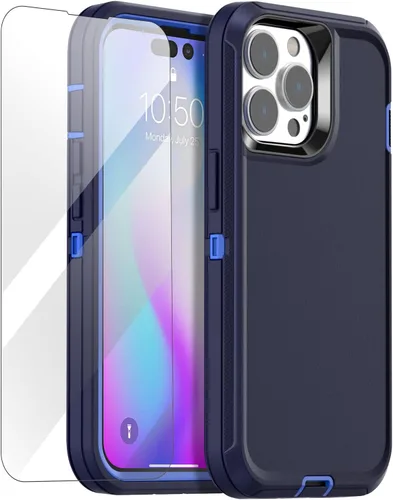 Vista 25 de AICase Funda para iPhone 14 Pro Max (6.7") con Protector de Pantalla de Vidrio, Protección contra Caídas de Servicio Pesado, Cuerpo Completo