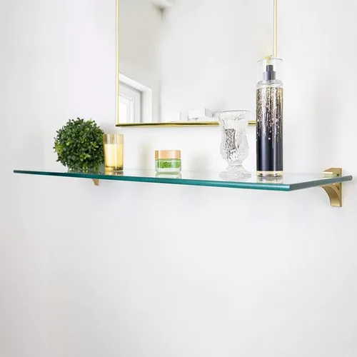 Vista 8 de Fab Glass and Mirror Kit de estante rectangular de vidrio flotante, 8 pulgadas de largo x 18 pulgadas de ancho, transparente