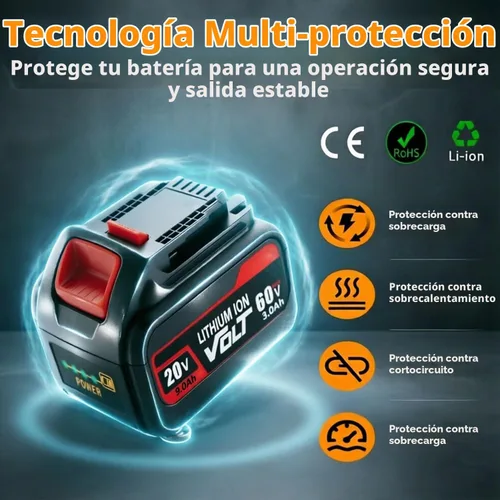 Vista 7 de Paquete de 2 baterías de repuesto de 9000 mAh para Dewalt 20 V/60 V Flexvolt compatible con Dewalt 60 V batería DCB609 DCB606 DCB612 herramientas