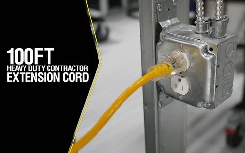 Vista 3 de Cordón de extensión con extremos iluminados, amarillo, 14/3 resistente para contratistas , 2888