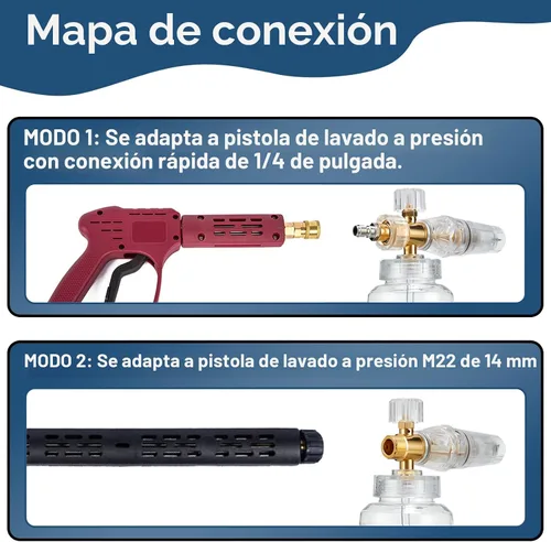 Vista 6 de Raincovo Cañón de espuma para lavadora a presión, cañón de espuma Snow Clear para lavado de autos, filtro de acero inoxidable, boquilla ajustable