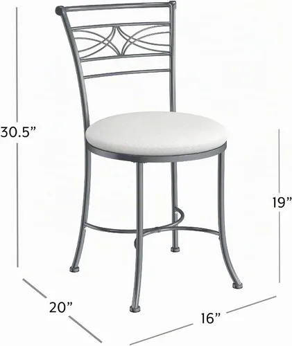 Vista 3 de Hillsdale Furniture Dutton - Taburete de tocador, cromado Cromo