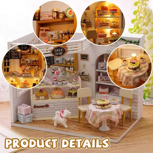 Vista 3 de Kisoy Romántica y linda casa de muñecas en miniatura, kit de casa de bricolaje, habitación creativa, regalo perfecto para amigos, amantes y Diario