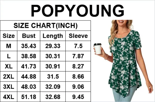 Vista 4 de POPYOUNG Blusa casual de verano para mujer, de manga corta, para primavera