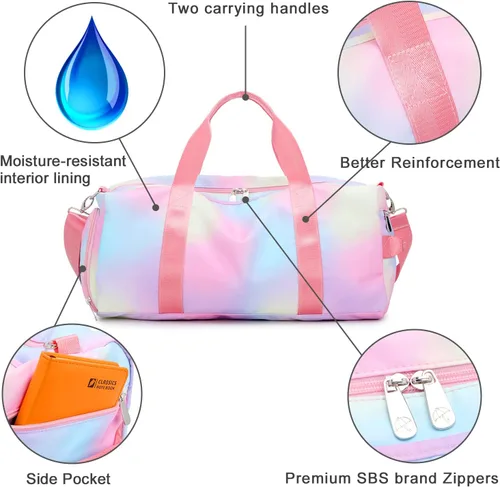 Vista 8 de Mochila deportiva de lona para viaje o gimnasio, para hombre y mujer, con compartimento para zapatos y bolsillo para cosas húmedas