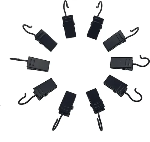 Vista 3 de Paquete de 50 clips y ganchos de acero inoxidable para cortinas – Perchas de metal resistentes al óxido para decoración del hogar, fotos, Negro