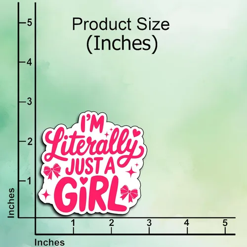 Vista 2 de Calcomanías divertidas con texto en inglés "I I'm Literally Just A Girl" (3 unidades de 2 pulgadas) con texto en inglés "I'm Literally Just A Girl