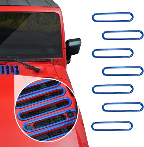 Vista 14 de Cubierta de ventilación del capó, panel de carcasa, cubierta de ventilación, accesorios exteriores de ABS para Jeep Wrangler JK JKU 2/4 puertas Azul