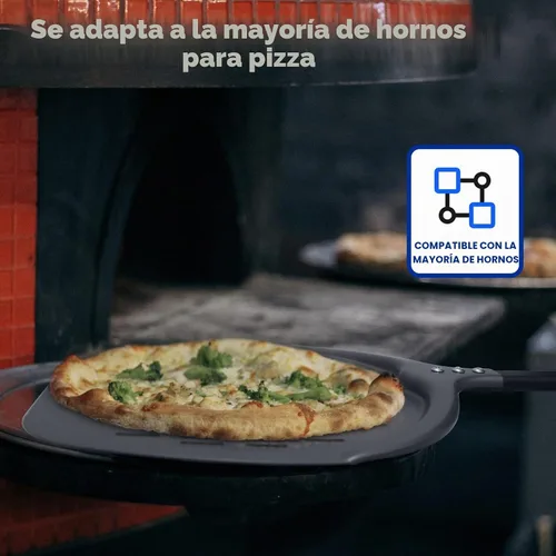 Vista 7 de Paleta de pizza profesional de aluminio, perforada de 12 pulgadas, grado de restaurante, mango largo, antiadherente, cáscara de pizza de metal