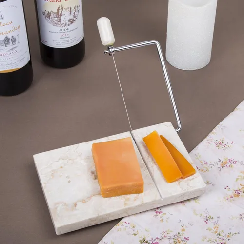Vista 3 de Creative Home Cortador de mantequilla de queso de mármol champán natural, 5 pulgadas de largo x 8 pulgadas de ancho, beige
